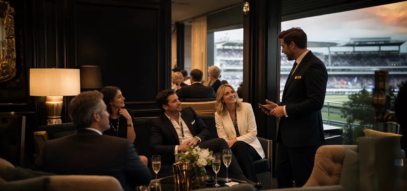 Guests hosted in a trackside hospitality suite