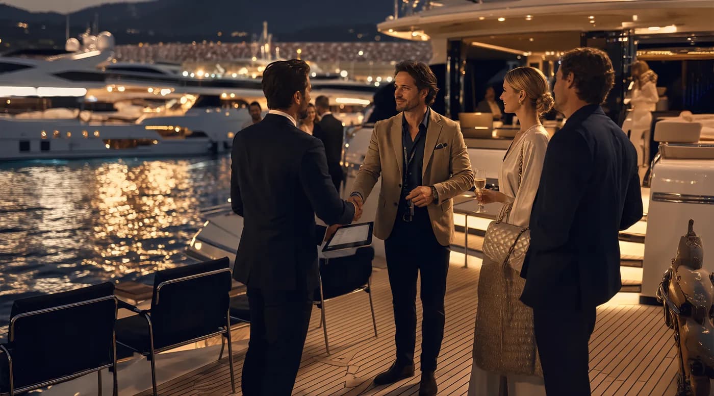 Kulushi concierge hosting clients at a race-week marina